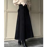 ブラック | リボン付きコーデュロイタックスカート | JUNOAH