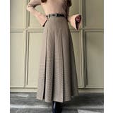 ダークベージュ | 千鳥チェックロングプリーツスカート | JUNOAH