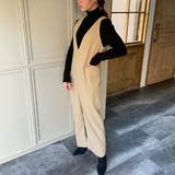 ベージュ | スエード調バックリボンサロペット | JUNOAH