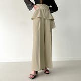 ライトベージュ | コルセット付きタックワイドパンツ | JUNOAH