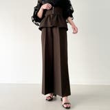 ブラウン | コルセット付きタックワイドパンツ | JUNOAH