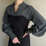 ブラック×グレー | シャツドッキングカルゼワンピース | JUNOAH