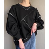 ブラック | 袖口スリットダメージ裏毛プルオーバー | JUNOAH