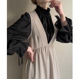 アイボリー | Vネックギャザージャンパースカート | JUNOAH