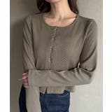 グレージュ | フロントホックショートリブトップス | JUNOAH