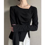 アシメネックドレープカットソー | JUNOAH | 詳細画像1