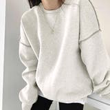 杢ホワイト | ドロップショルダーデザイントレーナー 韓国ファッション 春 | JUNOAH