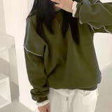 グリーン | ドロップショルダーデザイントレーナー 韓国ファッション 春 | JUNOAH