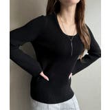 ブラック | 2wayネックリブニット | JUNOAH