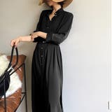 ブラック | スリットボタンロングシャツ ワンピース シャツワンピース | JUNOAH