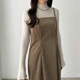 ダークブラウン | callautia ベロア調Iラインキャミワンピース | JUNOAH