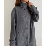 callautia 千鳥チェックスタンドカラーロングコート | JUNOAH | 詳細画像12