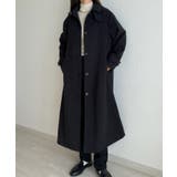 無地ブラック | callautia 千鳥チェックスタンドカラーロングコート | JUNOAH