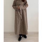 callautia 千鳥チェックスタンドカラーロングコート | JUNOAH | 詳細画像5