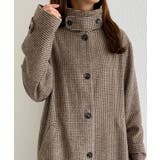 callautia 千鳥チェックスタンドカラーロングコート | JUNOAH | 詳細画像6