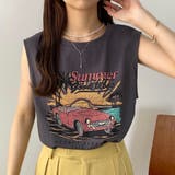 チャコール | callautia ヴィンテージプリントタンクトップ | JUNOAH