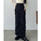 ブラック | callautia ギャザーナイロンスカート | JUNOAH