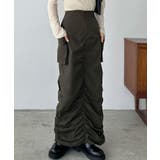 カーキ | callautia ギャザーナイロンスカート | JUNOAH