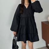 ブラック | callautia バルーンスリーブジャガードトップス | JUNOAH