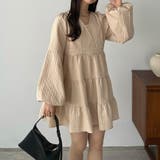 ライトベージュ | callautia バルーンスリーブジャガードトップス | JUNOAH