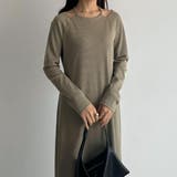 グレージュ | callautia ホルターネックIラインリブワンピース | JUNOAH