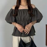 ダークグレー | callautia オフショルブラウス | JUNOAH