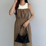 ダークベージュ | callautia リネンライクギャザーキャミサロペットパンツ | JUNOAH
