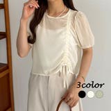 callautia 楊柳ギャザーショートトップス | JUNOAH | 詳細画像1 