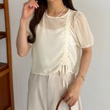アイボリー | callautia 楊柳ギャザーショートトップス | JUNOAH