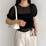 callautia 楊柳ギャザーショートトップス | JUNOAH | 詳細画像3 