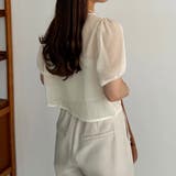 callautia 楊柳ギャザーショートトップス | JUNOAH | 詳細画像8 