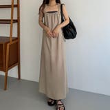 グレージュ | callautia ギャザーデザインリネンキャミワンピース | JUNOAH
