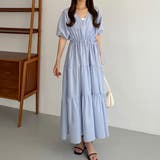 ブルー | callautia Vネックドロストワンピース | JUNOAH