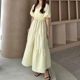 イエロー | callautia Vネックドロストワンピース | JUNOAH