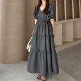 チャコール | callautia Vネックドロストワンピース | JUNOAH