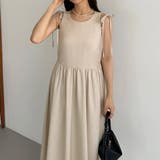 アイボリー | callautia ショルダーリボンノースリーブフレアワンピース | JUNOAH