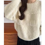 アイボリー | callautia チュールシャギーニット | JUNOAH