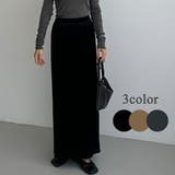 callautia ベロアロングIラインスカート | JUNOAH | 詳細画像1 