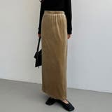 グレージュ | callautia ベロアロングIラインスカート | JUNOAH