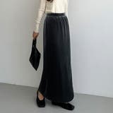 ダークグレー | callautia ベロアロングIラインスカート | JUNOAH