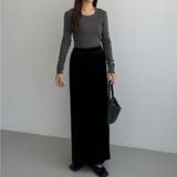 callautia ベロアロングIラインスカート | JUNOAH | 詳細画像2 