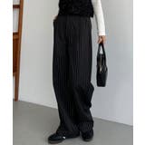 callautia 裏起毛ストライプタックスラックス | JUNOAH | 詳細画像1 