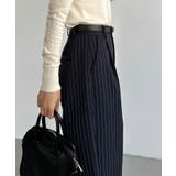 callautia 裏起毛ストライプタックスラックス | JUNOAH | 詳細画像11 