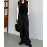 callautia 裏起毛ストライプタックスラックス | JUNOAH | 詳細画像2 