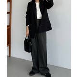 callautia 裏起毛ストライプタックスラックス | JUNOAH | 詳細画像6 