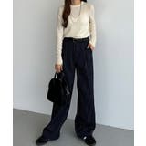 callautia 裏起毛ストライプタックスラックス | JUNOAH | 詳細画像9 