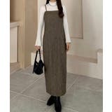 ライトブラウン | callautia ツイードIラインキャミワンピース | JUNOAH