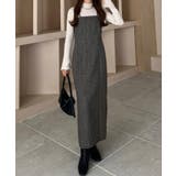 グレー | callautia ツイードIラインキャミワンピース | JUNOAH