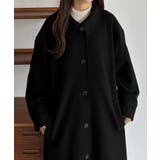 ブラック | callautia コクーンスリーブステンカラーロングコート | JUNOAH