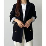 ブラック | callautia ゴールドボタンテーラードジャケット | JUNOAH